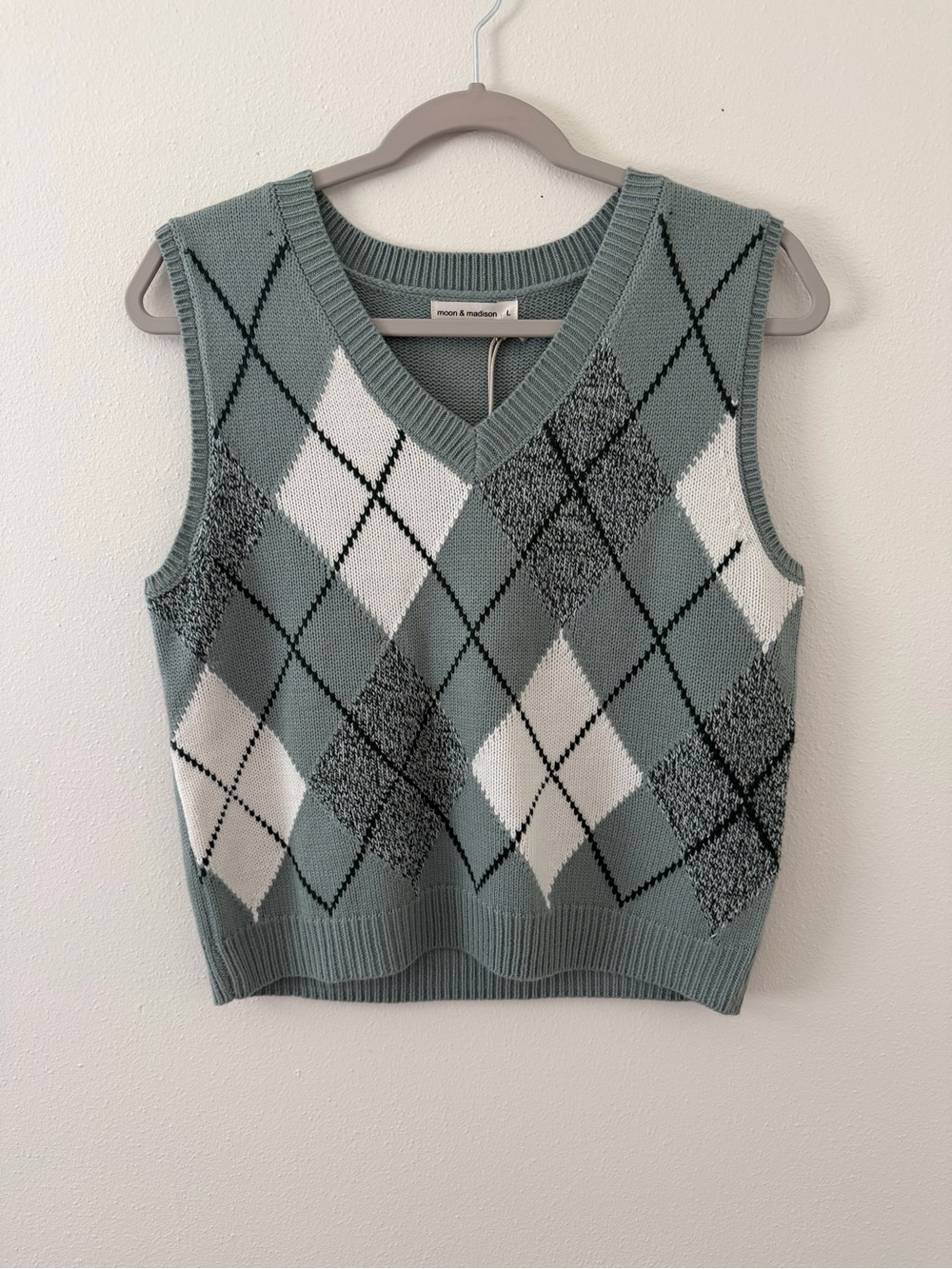 Moon & Madison Argyle Preppy Academia Electric Grandpa Sweater Vest size large
